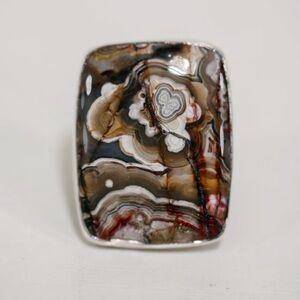Goldie Lew Trinity Ring Crazy Lace Agate Adjustable